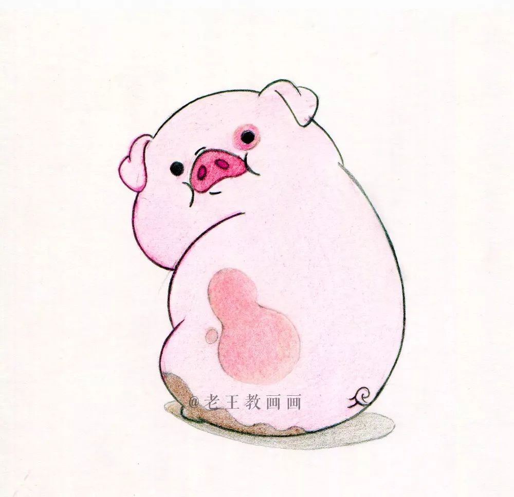 简笔画之坐着的小猪
