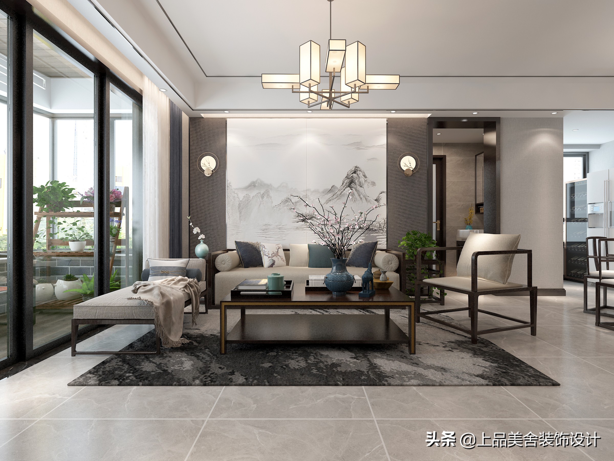 126㎡三房装中式，黑胡桃显中式清雅之美，仅玄关鞋柜就超实用