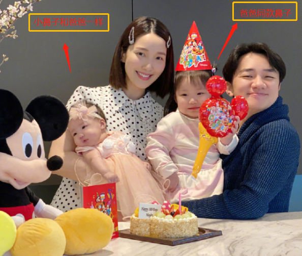 王祖蓝晒全家福,女儿"蒜头鼻"成亮点,网友:可惜了妈妈的颜值