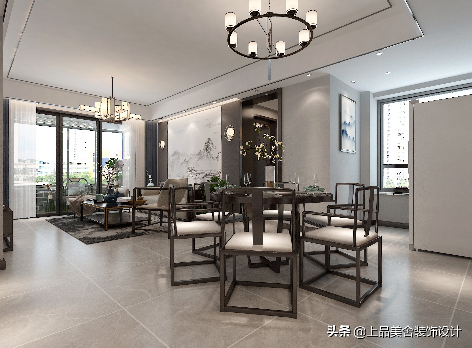 126㎡三房装中式，黑胡桃显中式清雅之美，仅玄关鞋柜就超实用