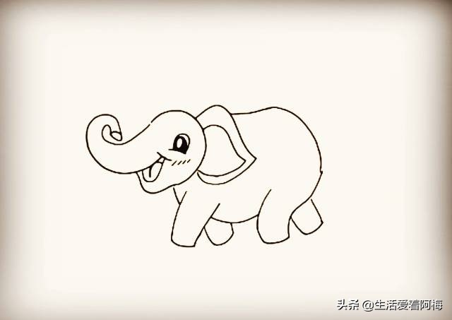用简笔画的方法画大象，儿童绘画，手帐素材，简单有趣，附步骤