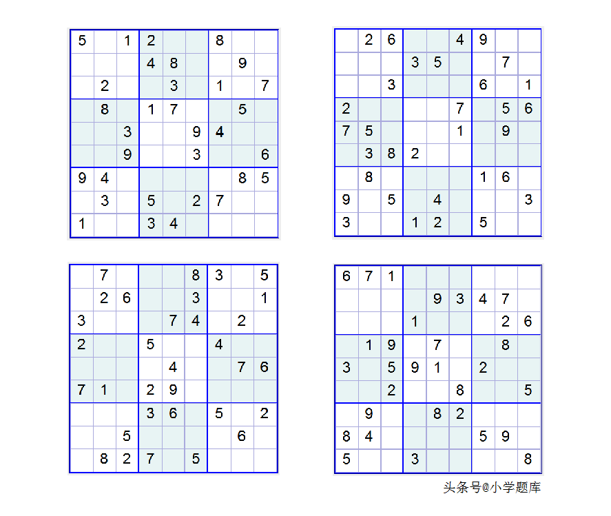 入门班数独7，九宫数独练习和方法（100道）