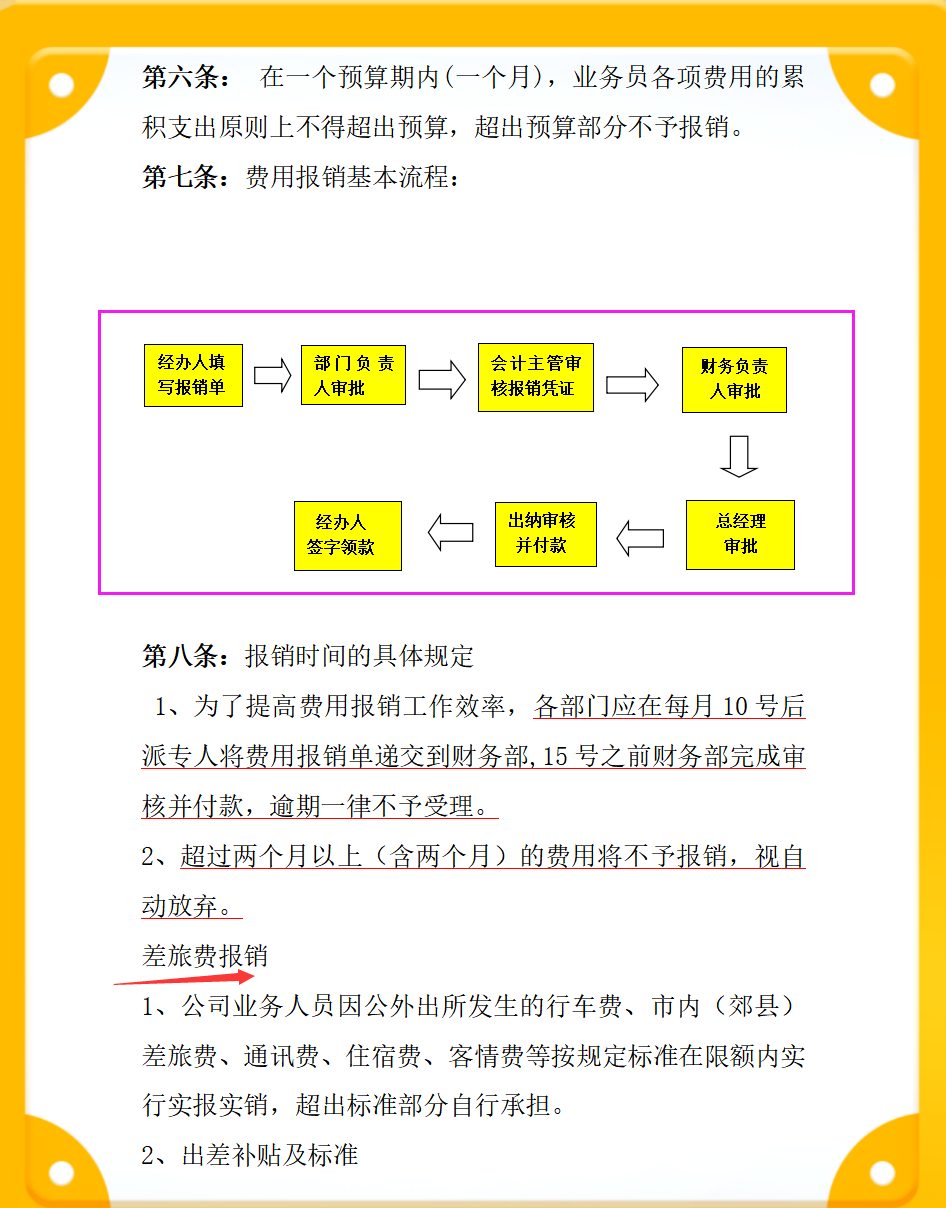 一套近乎完美的财务费用报销管理制度，合理可行，适合中小企业