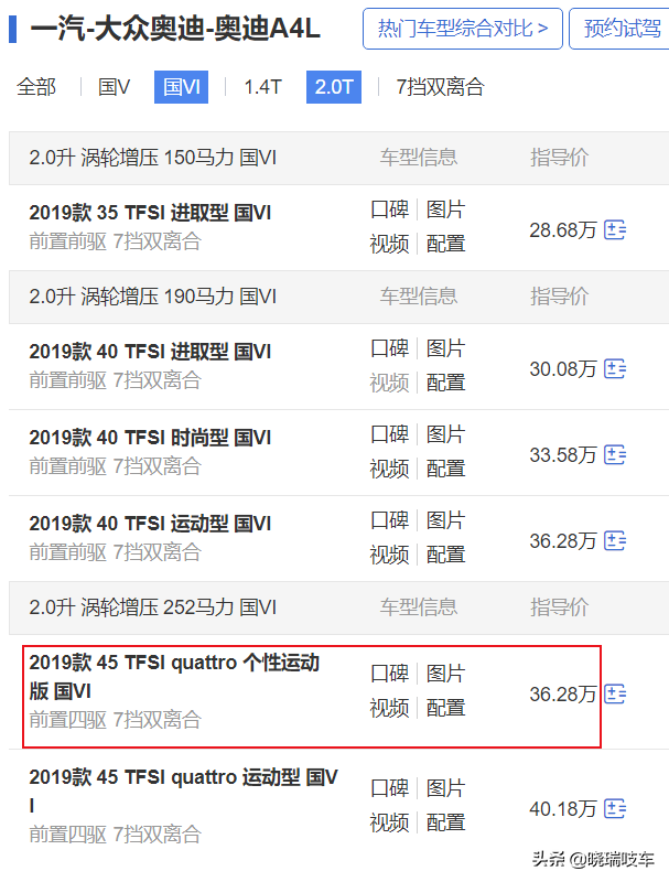 奥迪A4L高功率个运版，七万左右优惠幅度，绝对性价比