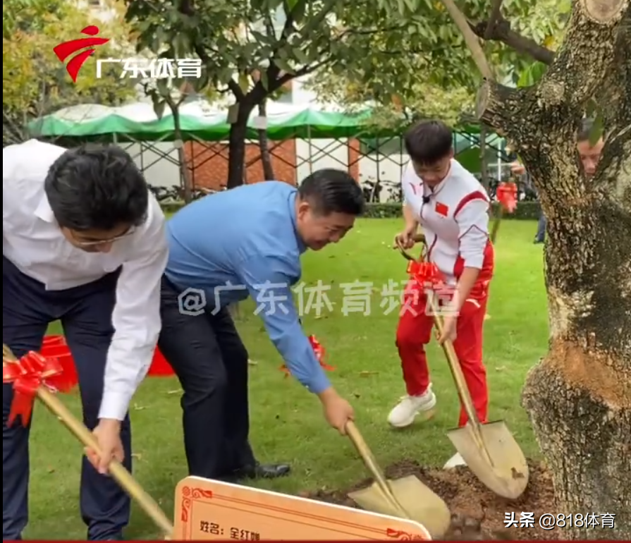 穷人的孩子早当家!全红婵重点高中种冠军树,培土浇水干活干净利落
