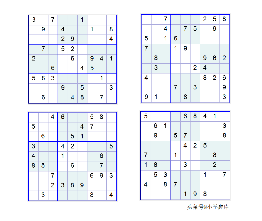入门班数独7，九宫数独练习和方法（100道）