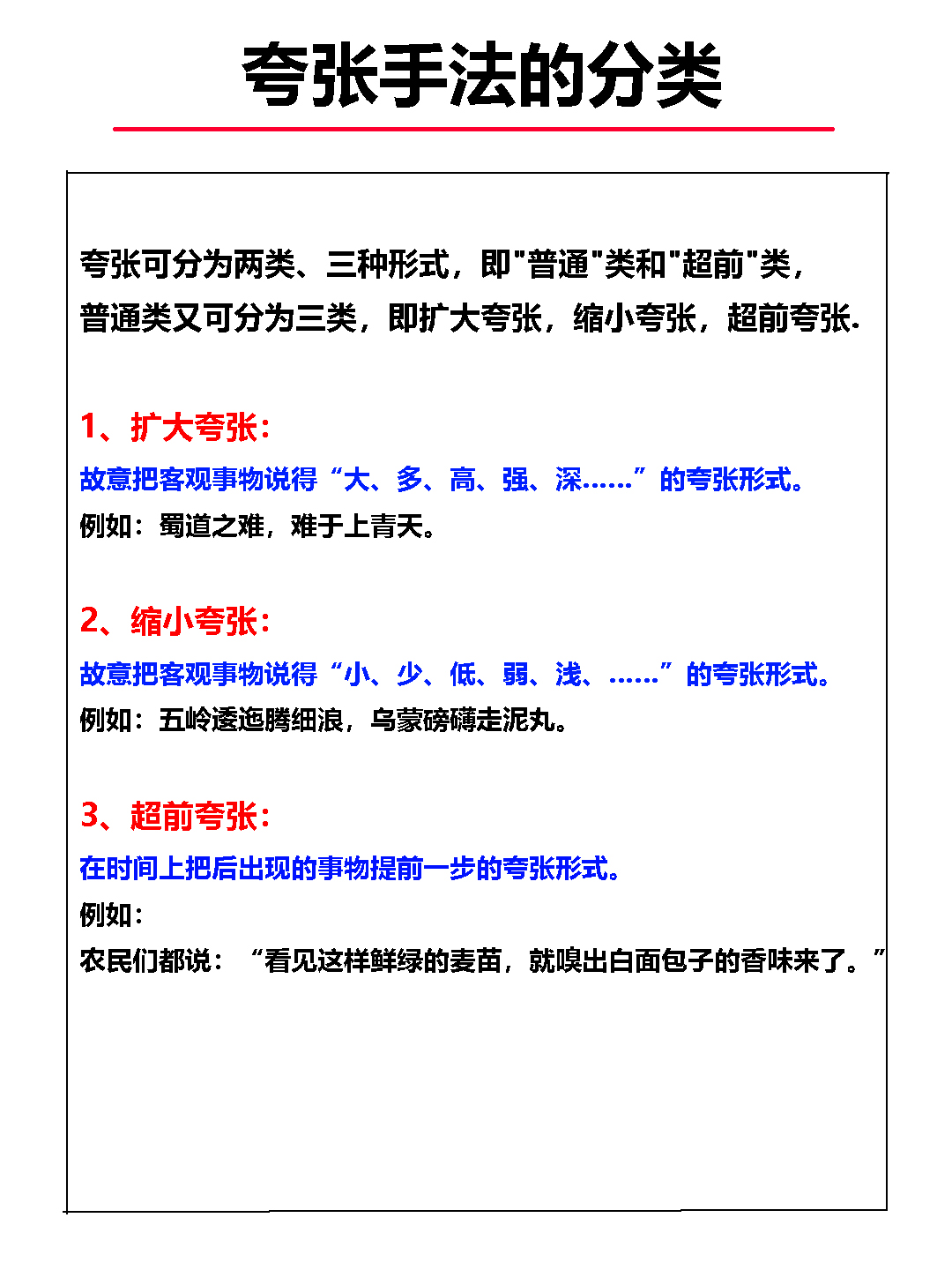 小学语文基础知识修辞手法——夸张