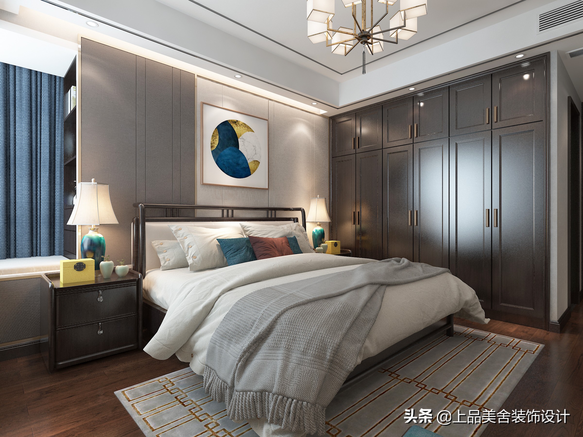 126㎡三房装中式，黑胡桃显中式清雅之美，仅玄关鞋柜就超实用