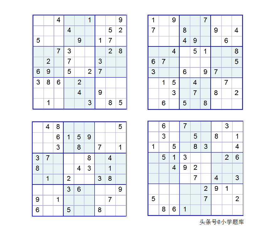 入门班数独7，九宫数独练习和方法（100道）