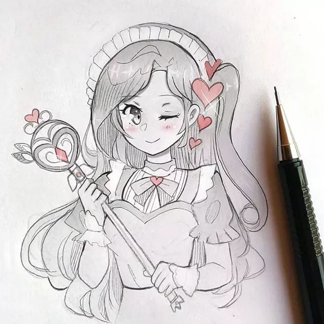 适合新手画的小清新二次元动漫美少女,线条迷人,保证你会爱上