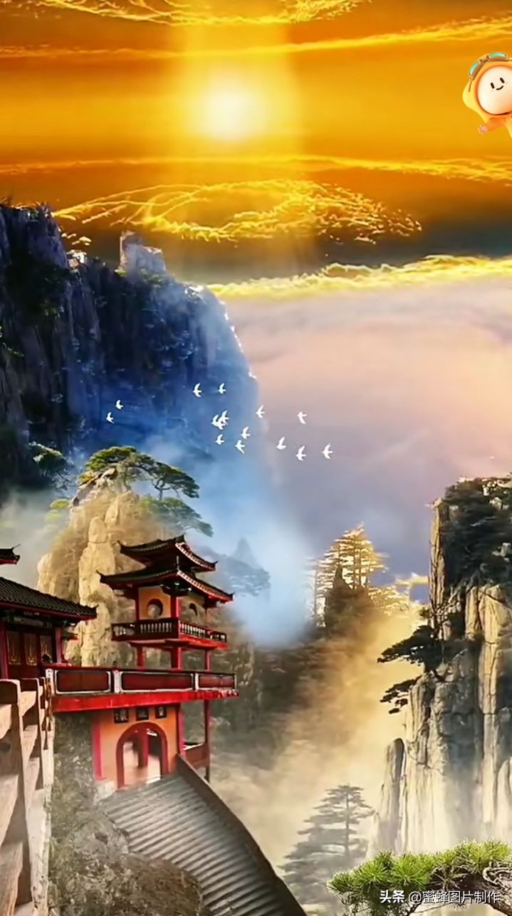 壁纸美图素材，青山绿水蓝天白云