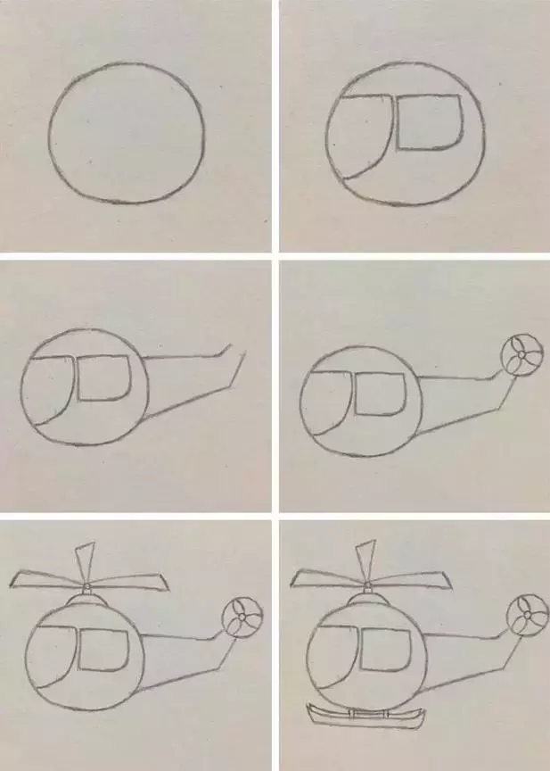 简笔画 | 炫酷的直升飞机绘画教程, 分分钟学会,收藏起来教孩子