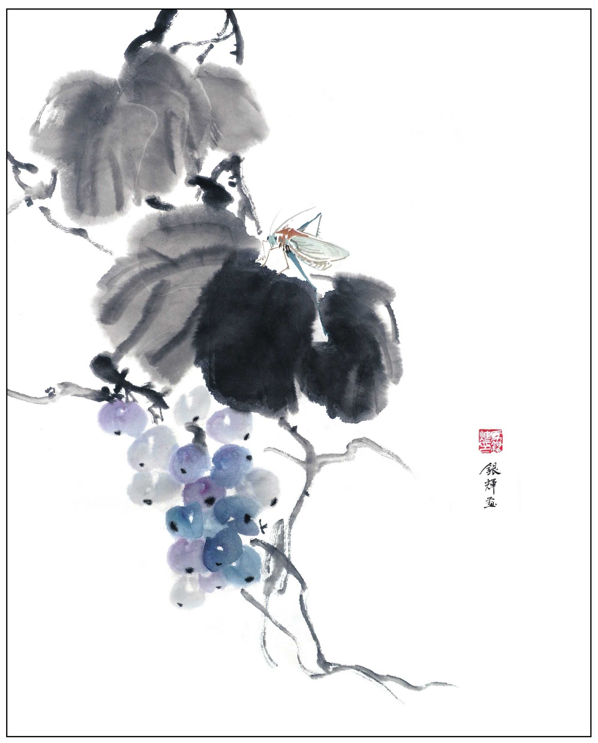零基础国画教程：分步骤教你画纺织娘、蝉、蝗虫画法，简单易学