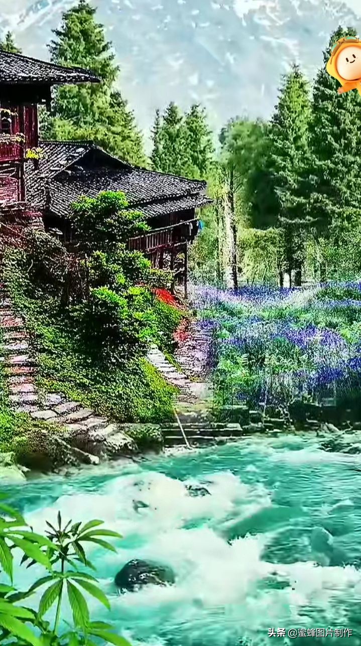 壁纸美图素材，青山绿水蓝天白云