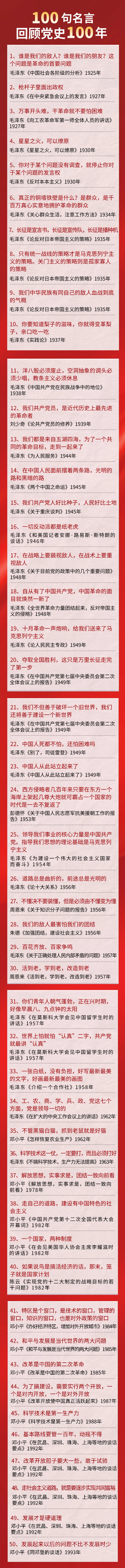 【学党史 促振兴】我是党员，带你回顾百年党史的100句名言