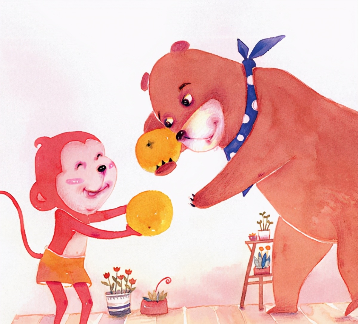 橘子和苹果故事讲解(绘本故事之馋人的苹果和桔子)