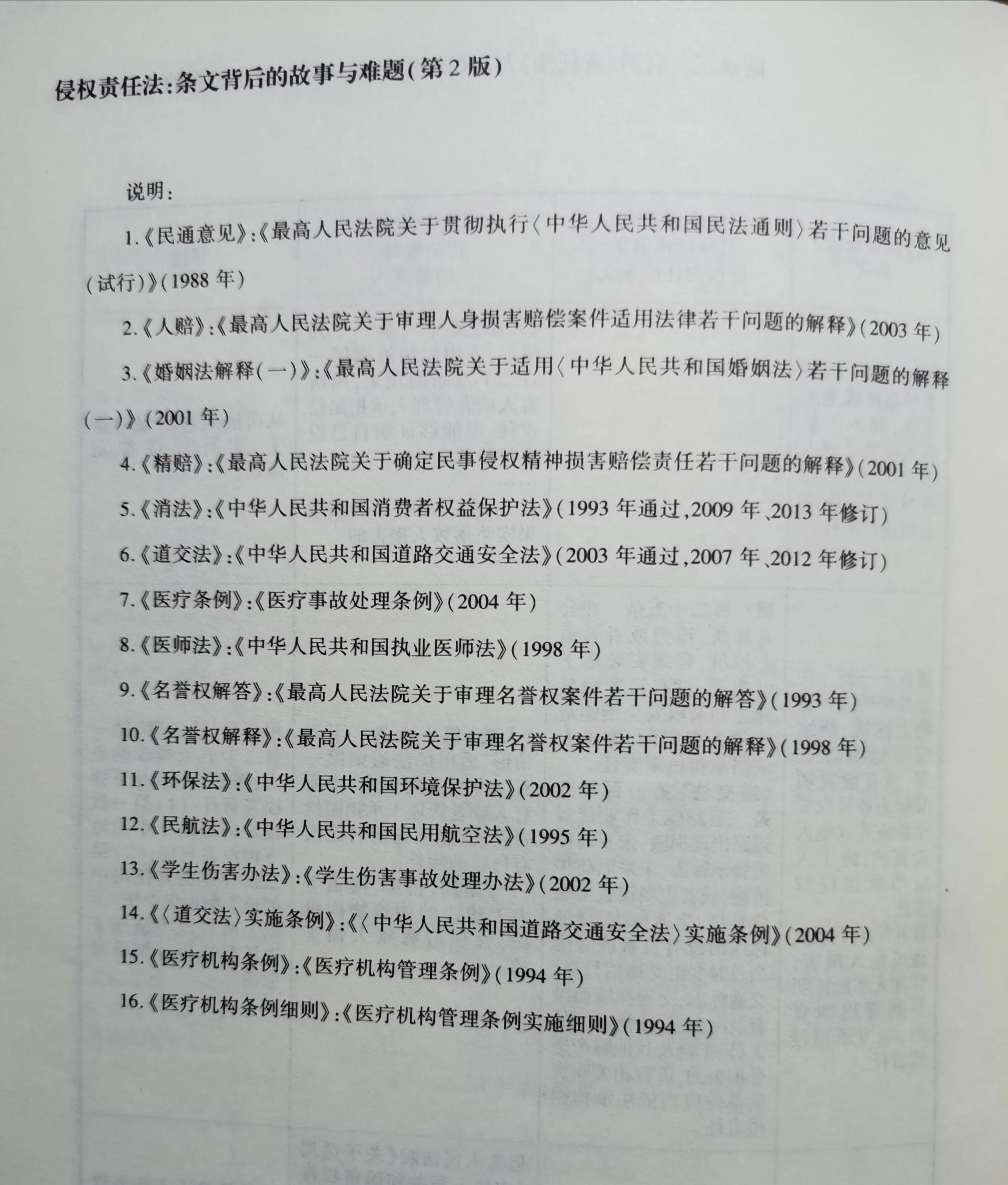 《侵权责任法》与《民法通则》等法律和司法解释对照表