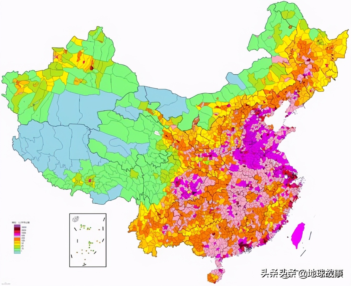 從漢朝到唐宋元明和現代的中國人口密度圖變遷以及說明