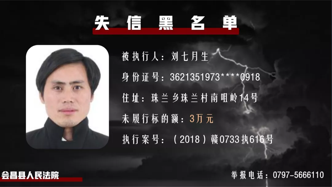 曝光！会昌法院公布一批失信被执行人名单！