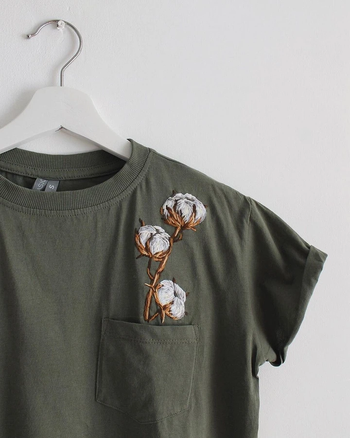 手工刺绣在T恤上看起来更加时尚，20种刺绣图案，一款比一款好看