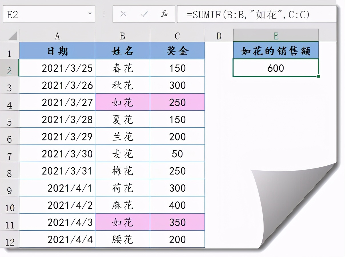 按条件求和，SUMIF驾到