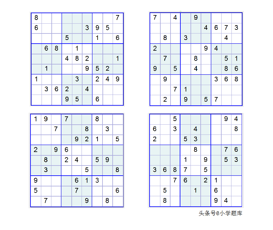 入门班数独7，九宫数独练习和方法（100道）