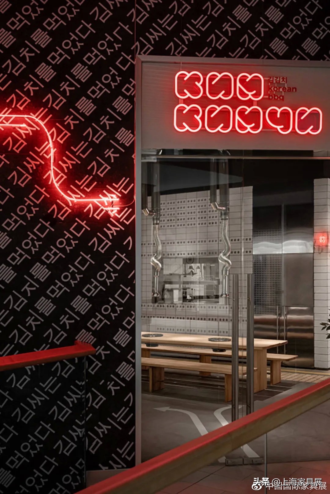 415㎡工业风韩式餐厅，这艺术灯光真是绝了