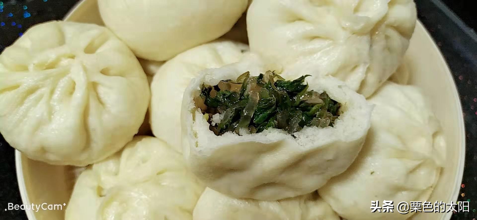 家常的美味——纯素的荠菜粉条馅包子