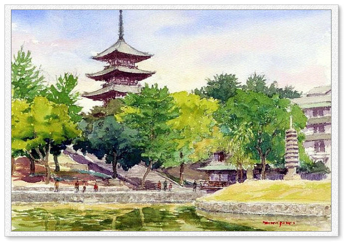 东亚风情 -- 高崎尚昭水彩画