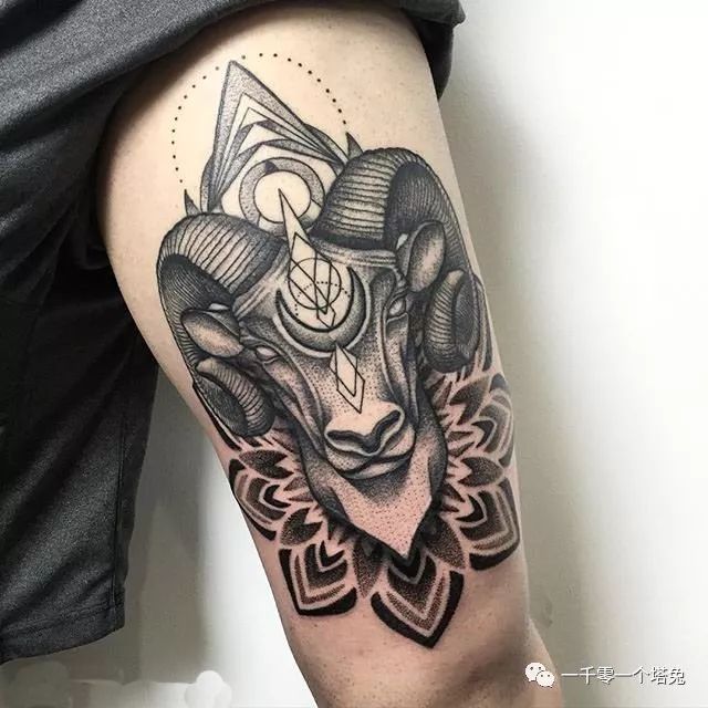 纹身图案分类第8期-动物-山羊