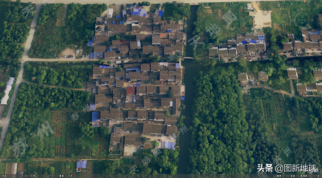高清卫星村庄房屋图图片