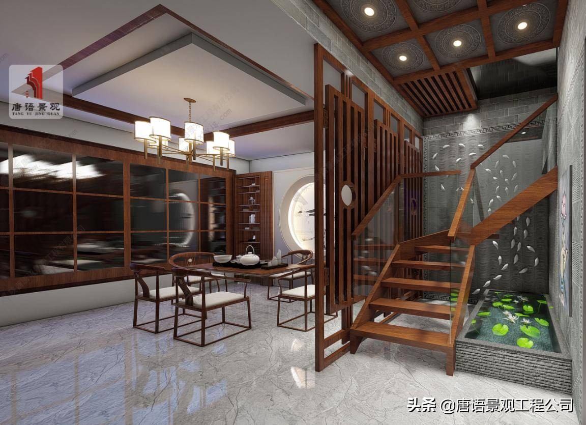 新中式室内装修设计效果图，古朴淡雅让人静心舒适