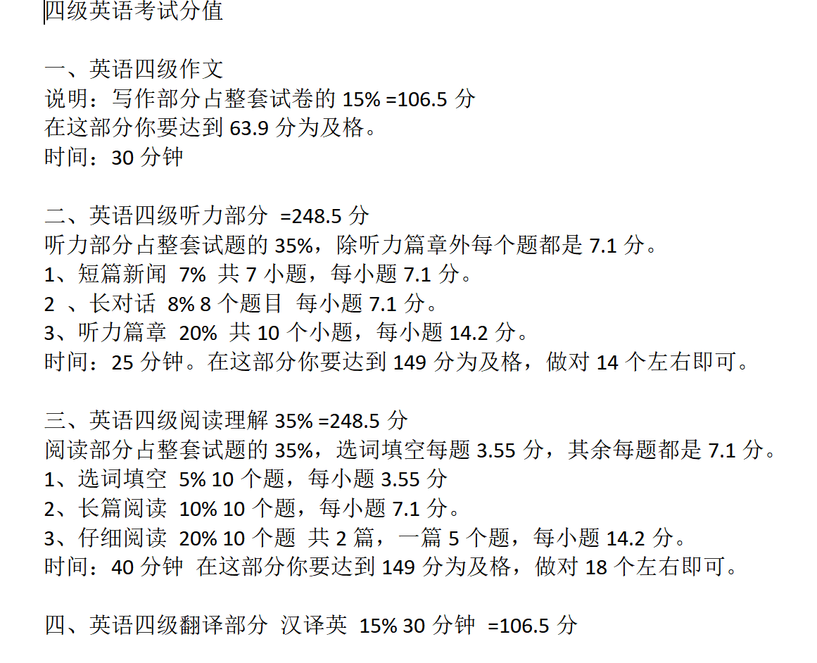 *干货4:英语四级考试流程必读