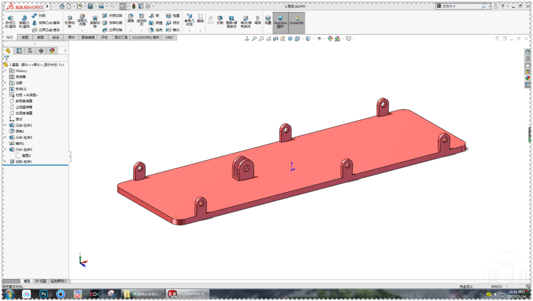 用SolidWorks制作一个简单的：活塞式平行四边形升降机构
