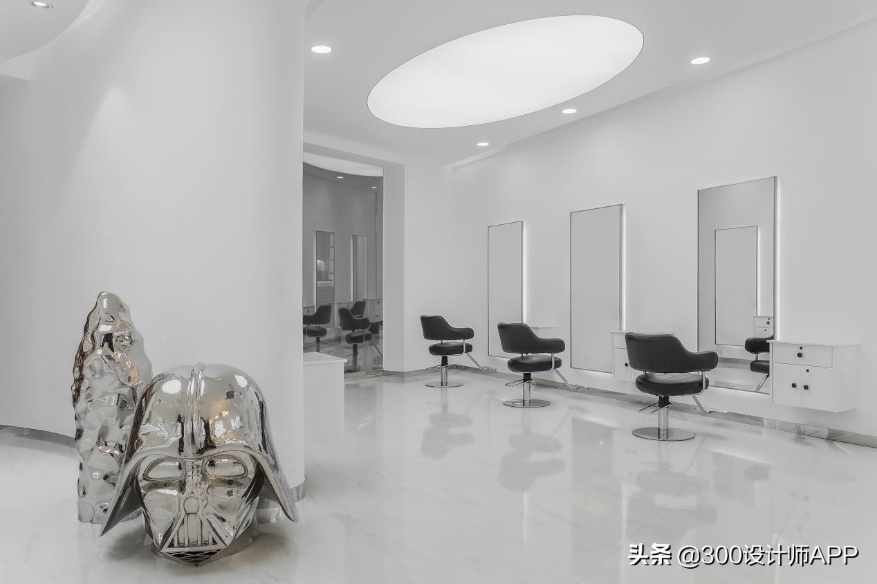 徐年迪作品：极简白理发店，260㎡装修60万，空荡荡却很高级