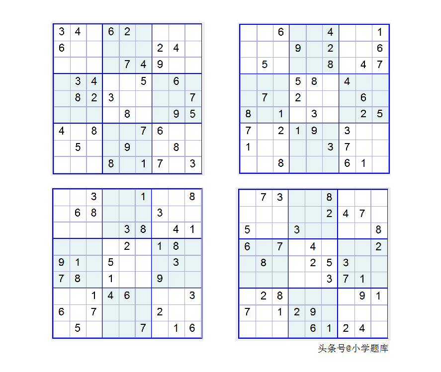 入门班数独7，九宫数独练习和方法（100道）