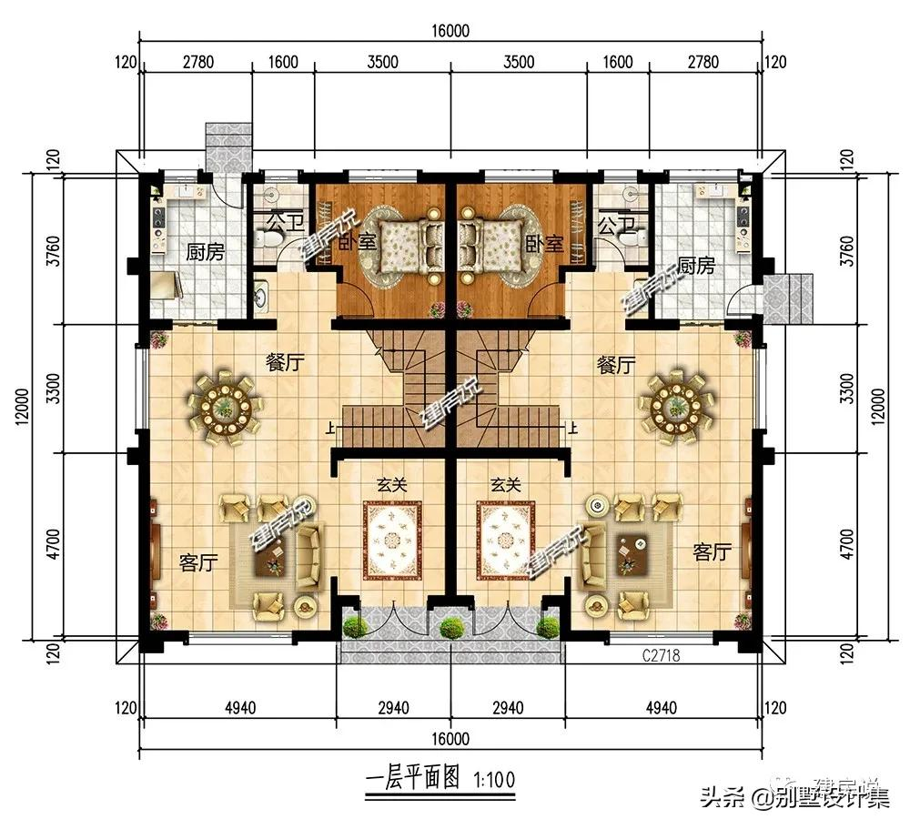 五种兄弟联接别墅，手足情深，家庭和睦，气势非凡