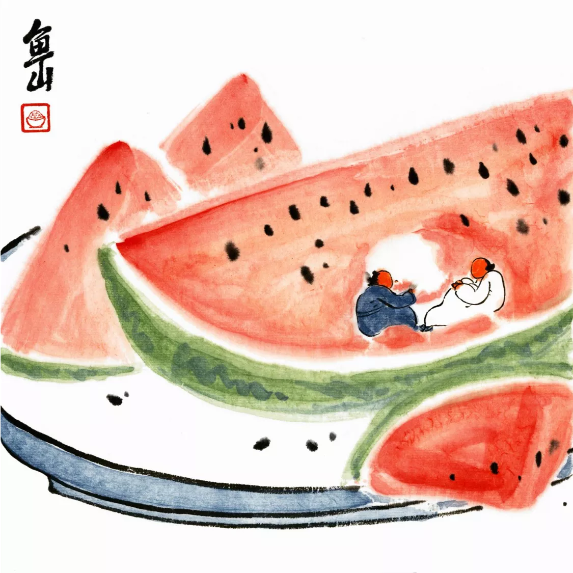 画家鱼山从五六年前开始 ,每年夏天他都画荔枝,樱桃,草莓之类的水果