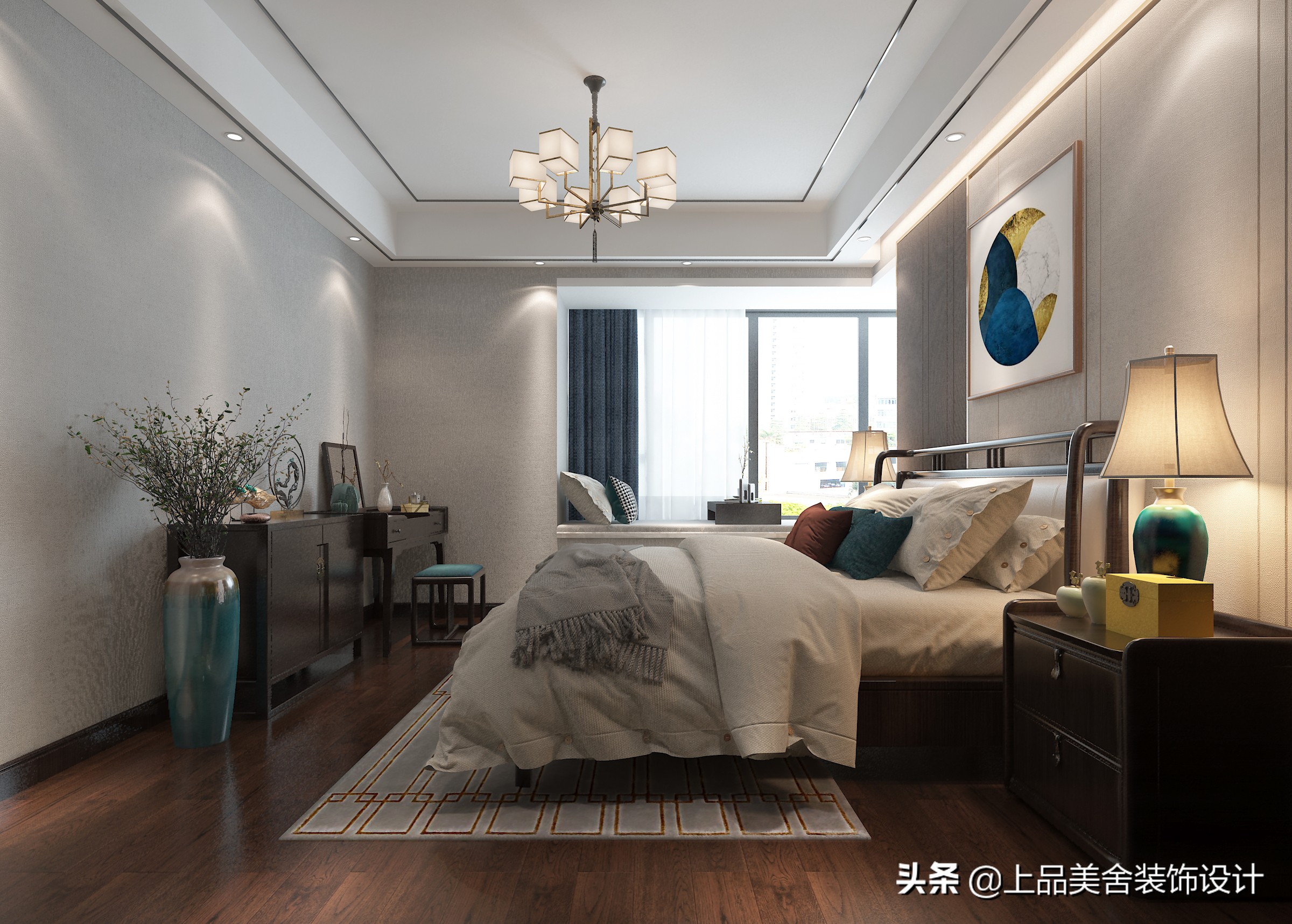 126㎡三房装中式，黑胡桃显中式清雅之美，仅玄关鞋柜就超实用