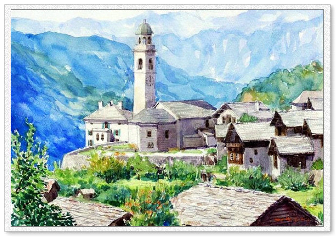 东亚风情 -- 高崎尚昭水彩画