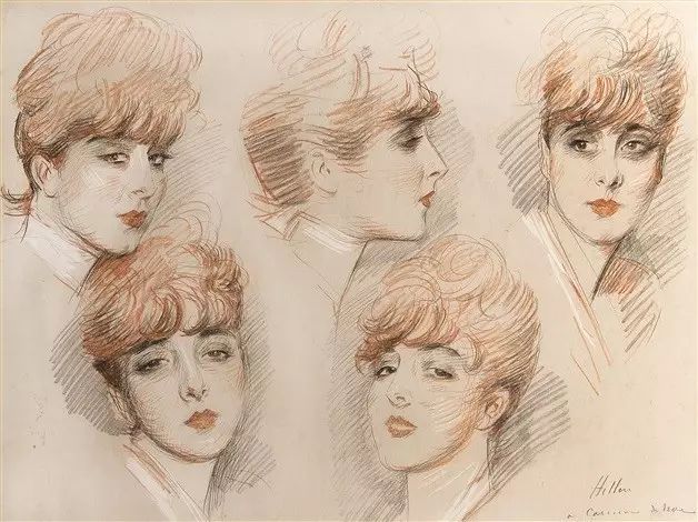 法国印象派画家保罗·塞萨尔优雅的线条素描作品