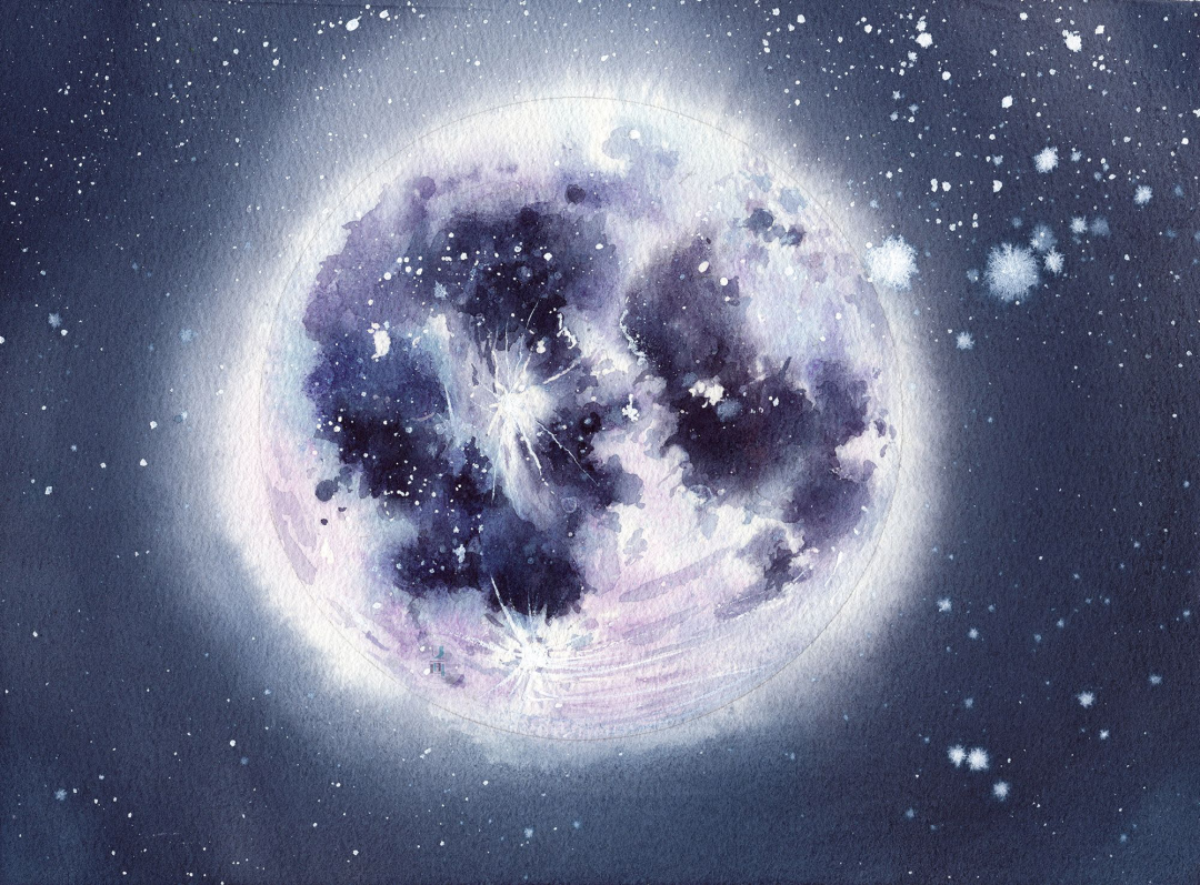 水彩教程——治愈系列水彩月球画法