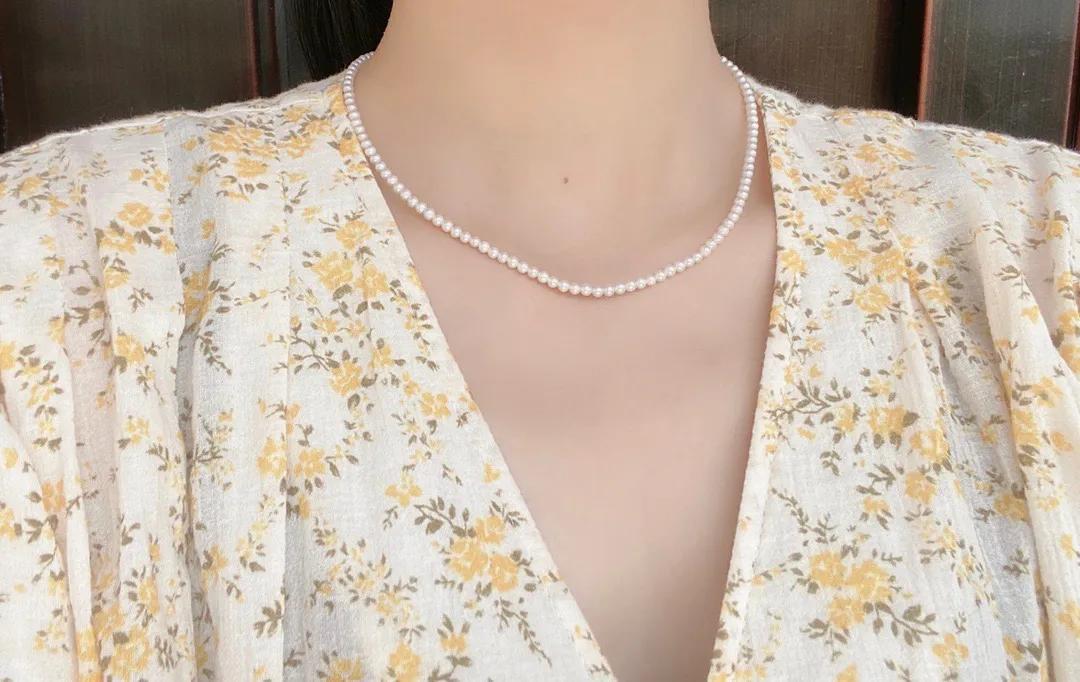 淡水珍珠吊坠(国货之光的淡水Baby珠项链，3-4mm淡水珍珠，无暇的高品质)