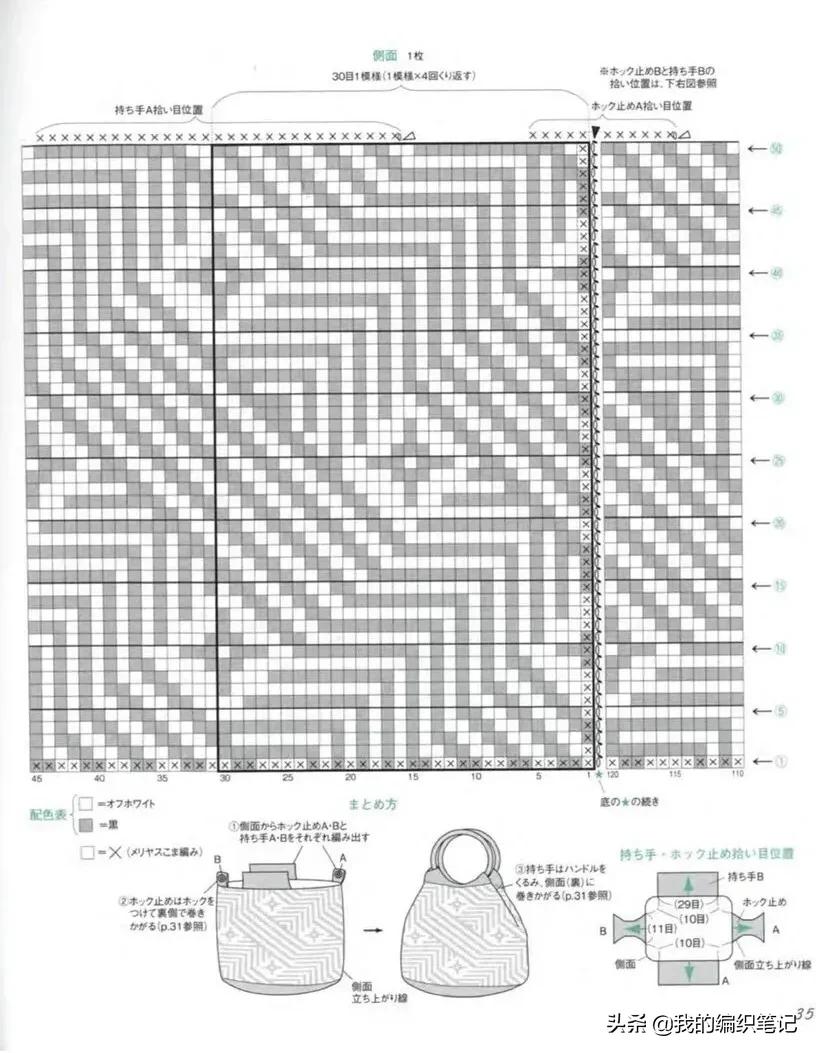 毛线钩针编织3款日系（提花）手提包图解教程，手工DlY钩织方法
