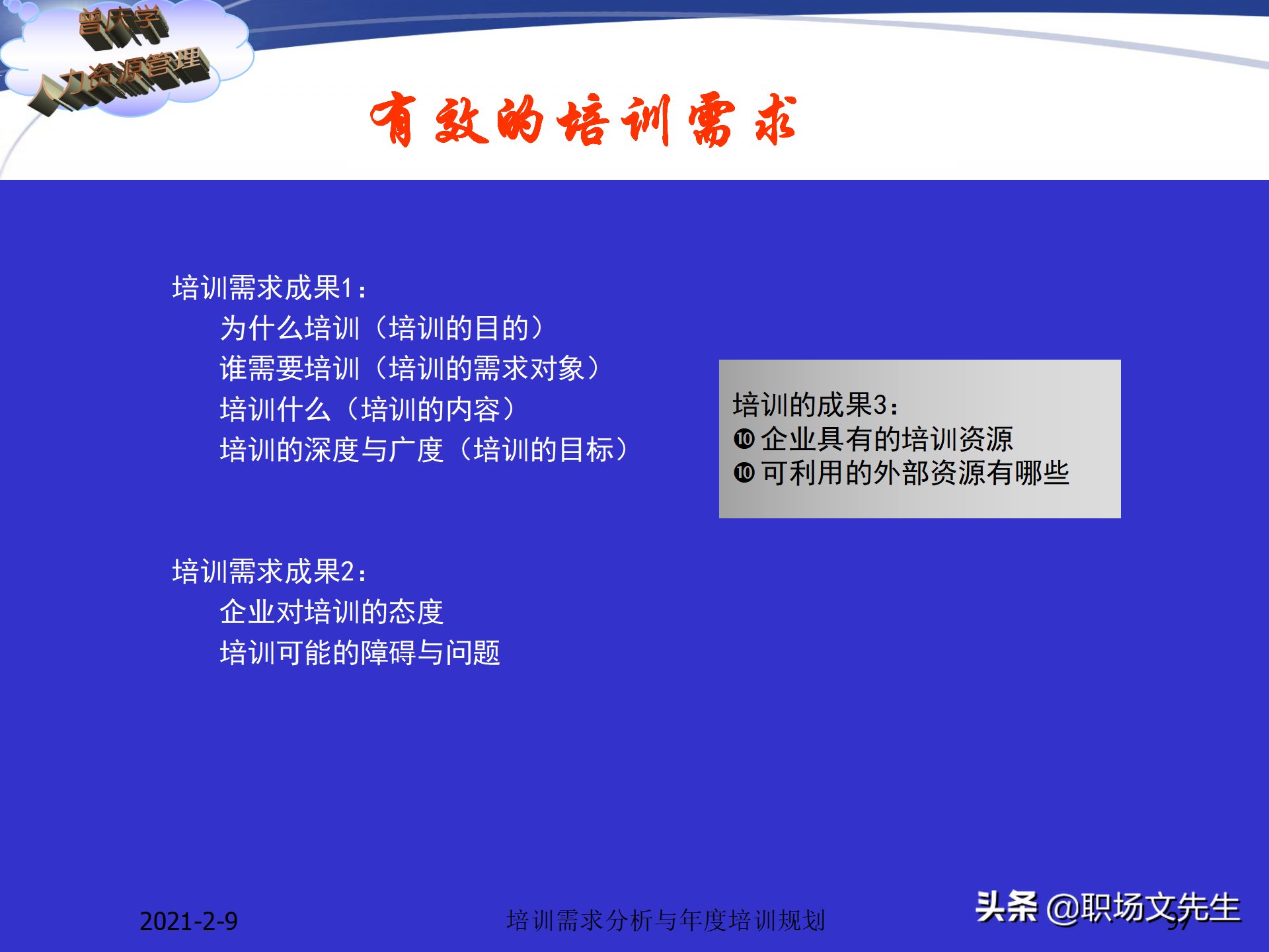 企业竞争的本质是人的竞争，142页培训需求分析与年度培训规划