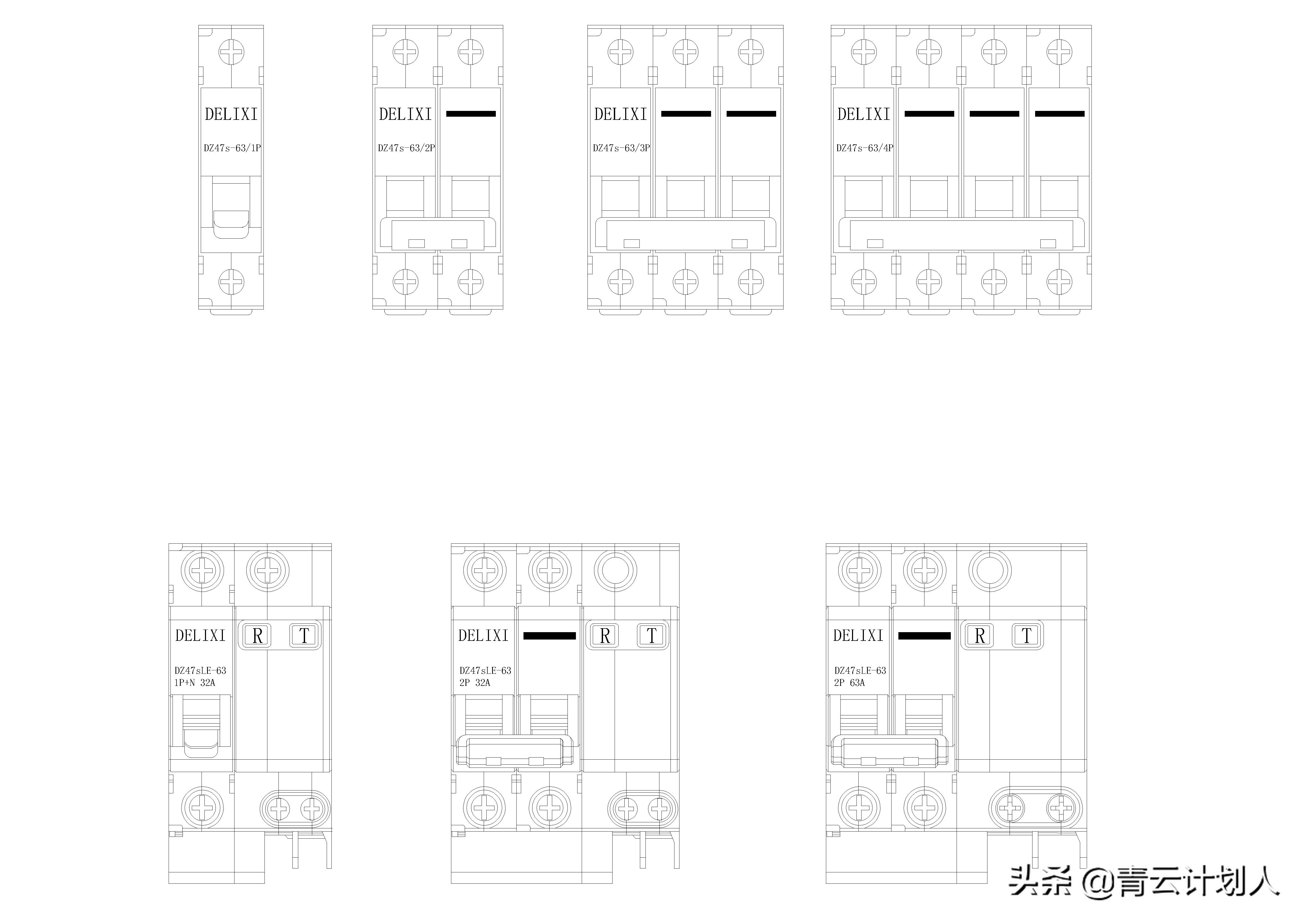 福利来了AutoCAD 德力西系列塑壳断路器1：1比例开关图块