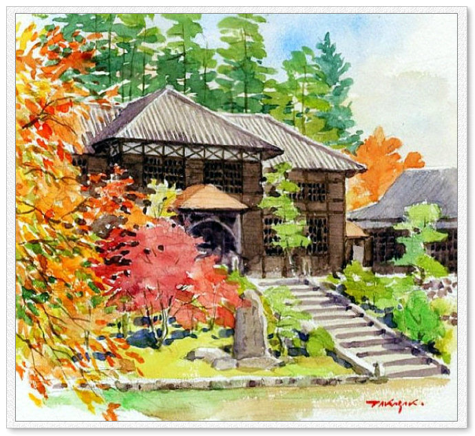 东亚风情 -- 高崎尚昭水彩画