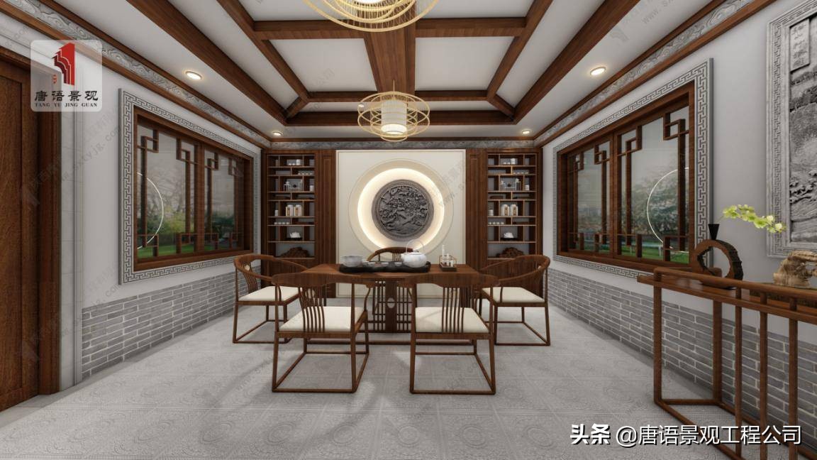 新中式室内装修设计效果图，古朴淡雅让人静心舒适