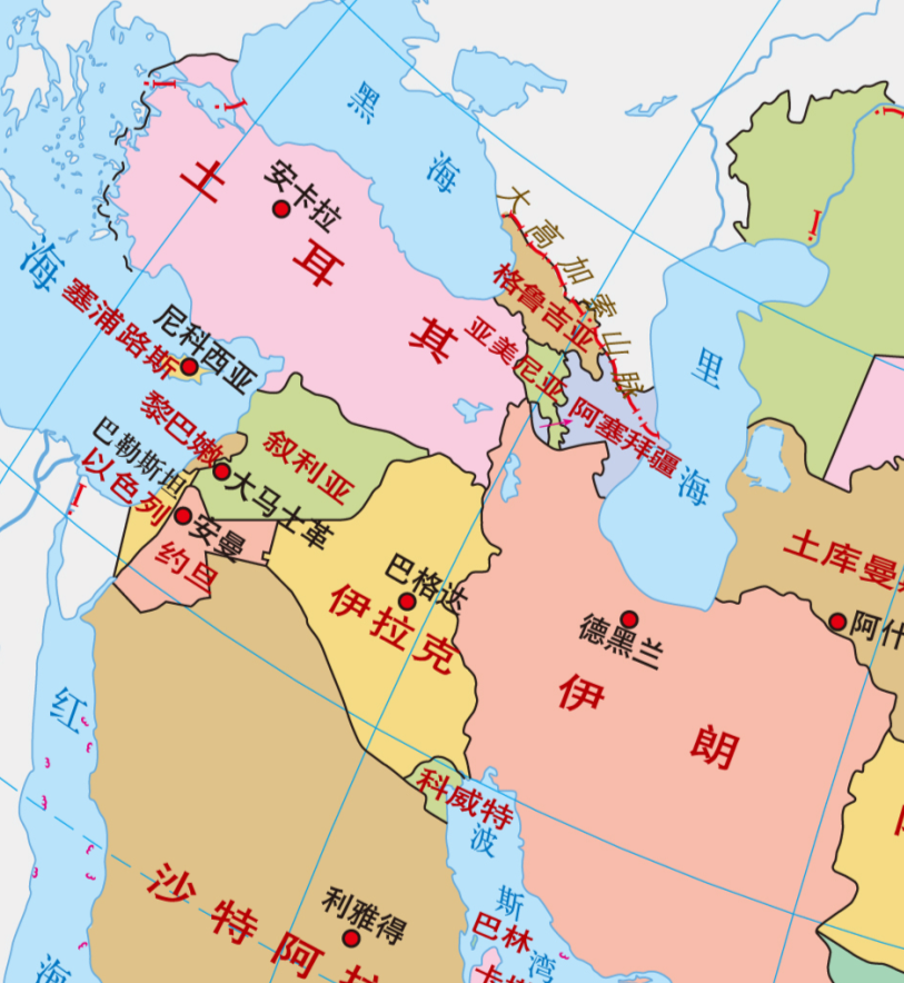 中东地图(中东地区三大霸主：伊朗、以色列、土耳其)