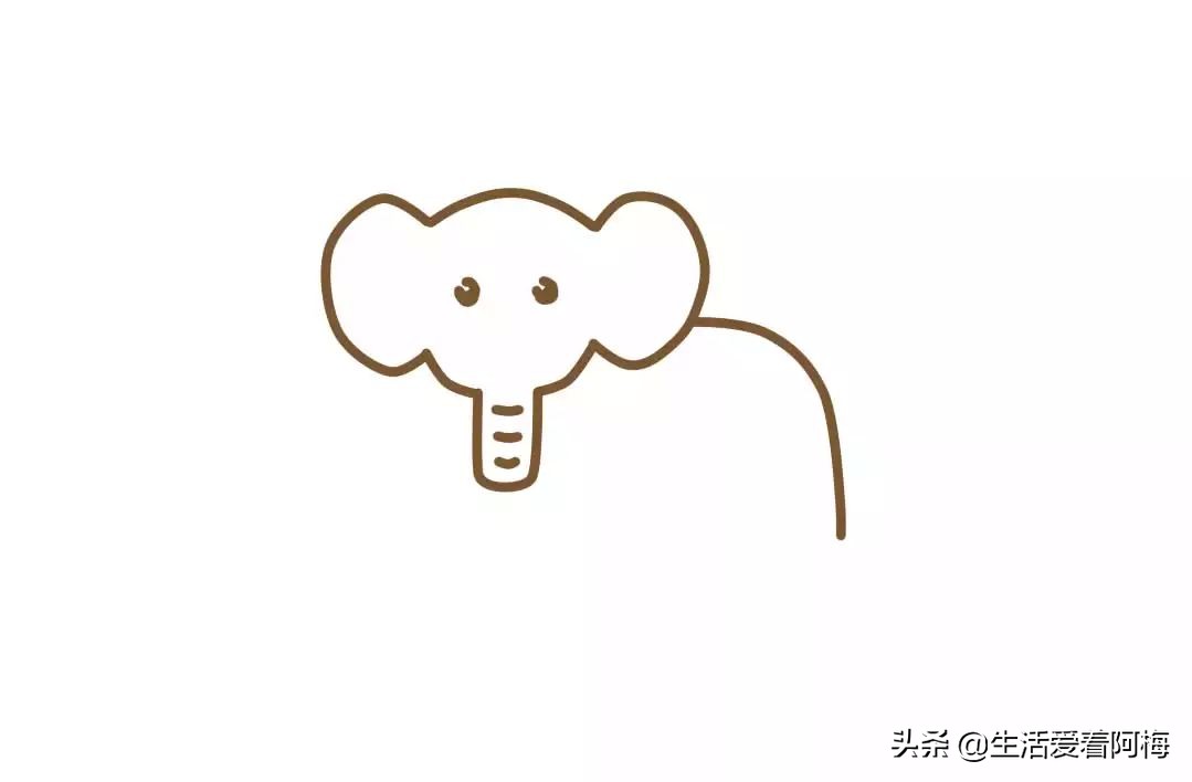 用简笔画的方法画大象，儿童绘画，手帐素材，简单有趣，附步骤